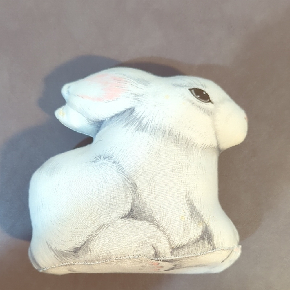 Vintage Small Stuffed Cloth Realistic Looking White Bunny Rabbit